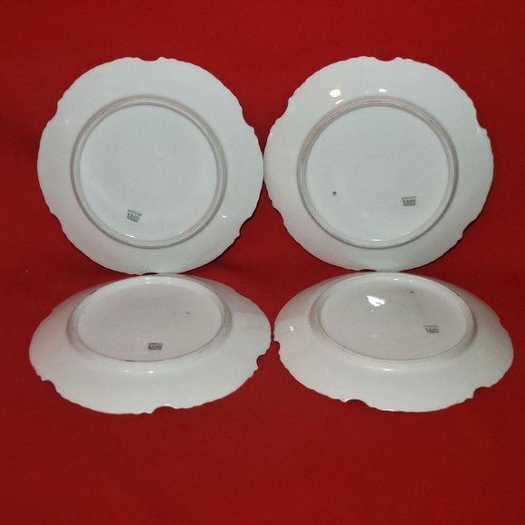 Antique Z S & Co Bavaria Roses Marseille Handpainted Salad Plate Set of 4 - Picture 6 of 12